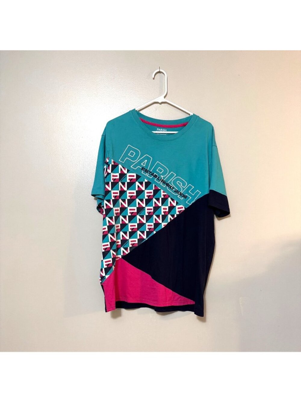 Parish Nation Mens 2X Graphic T-Shirt Multicolor Geometric Design Short Sleeve